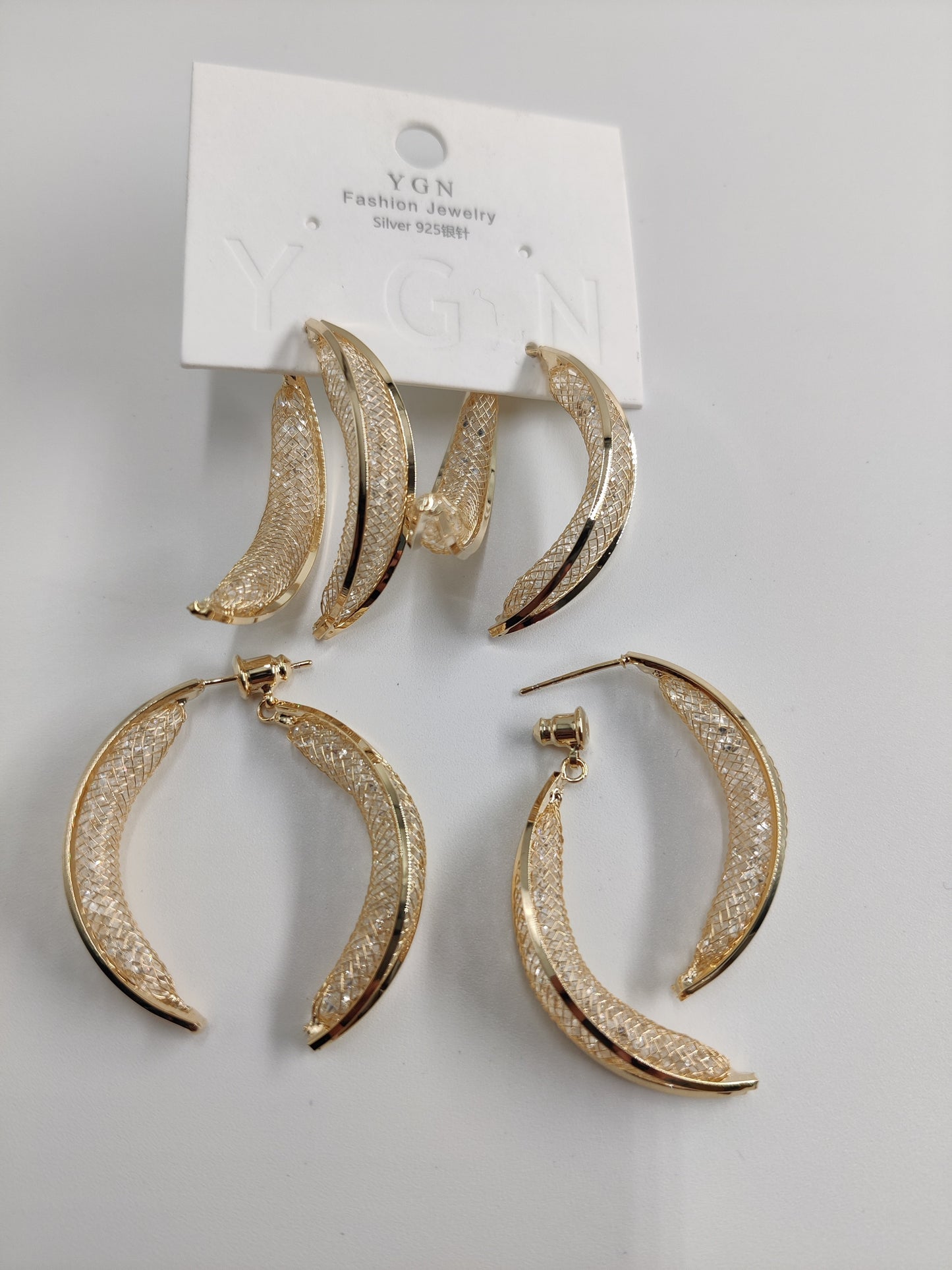 Half Round Dangler - trendy Korean jewellery Gold, Silver 15114