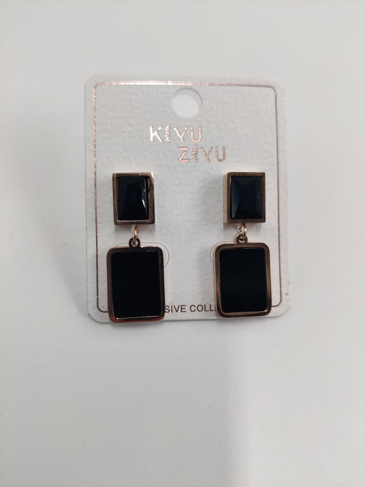 Black Color Blocked Designer Korean Earring 15129