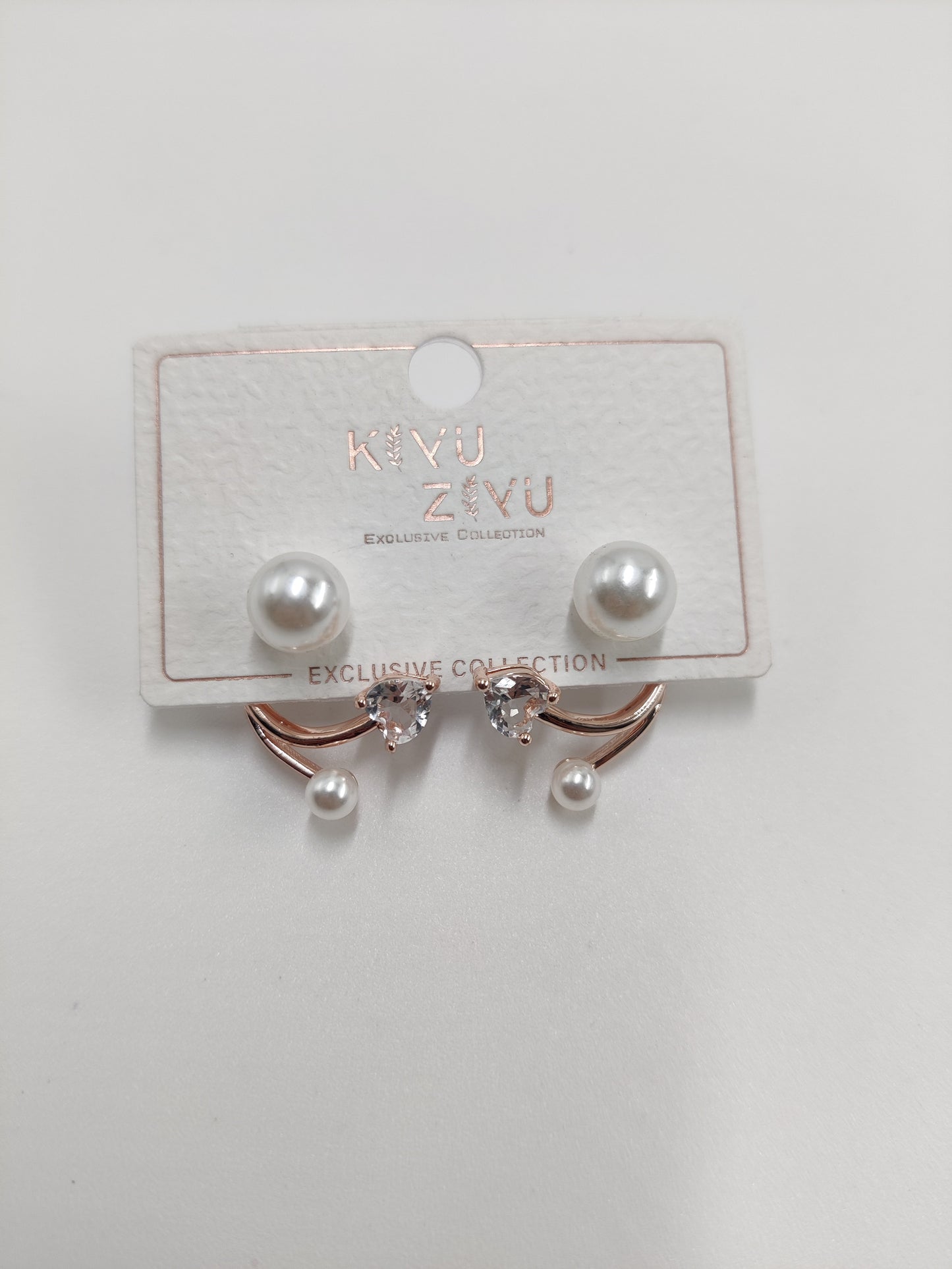 Korean Earring Pearl With Heart AD Stone 15132