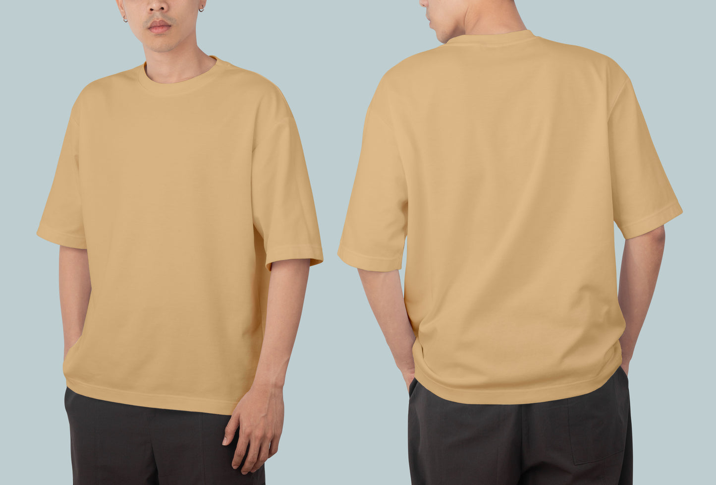Unisex Oversized  Round Neck Half Sleeve Premium Bio-wash T-Shirt (Color-Beige)