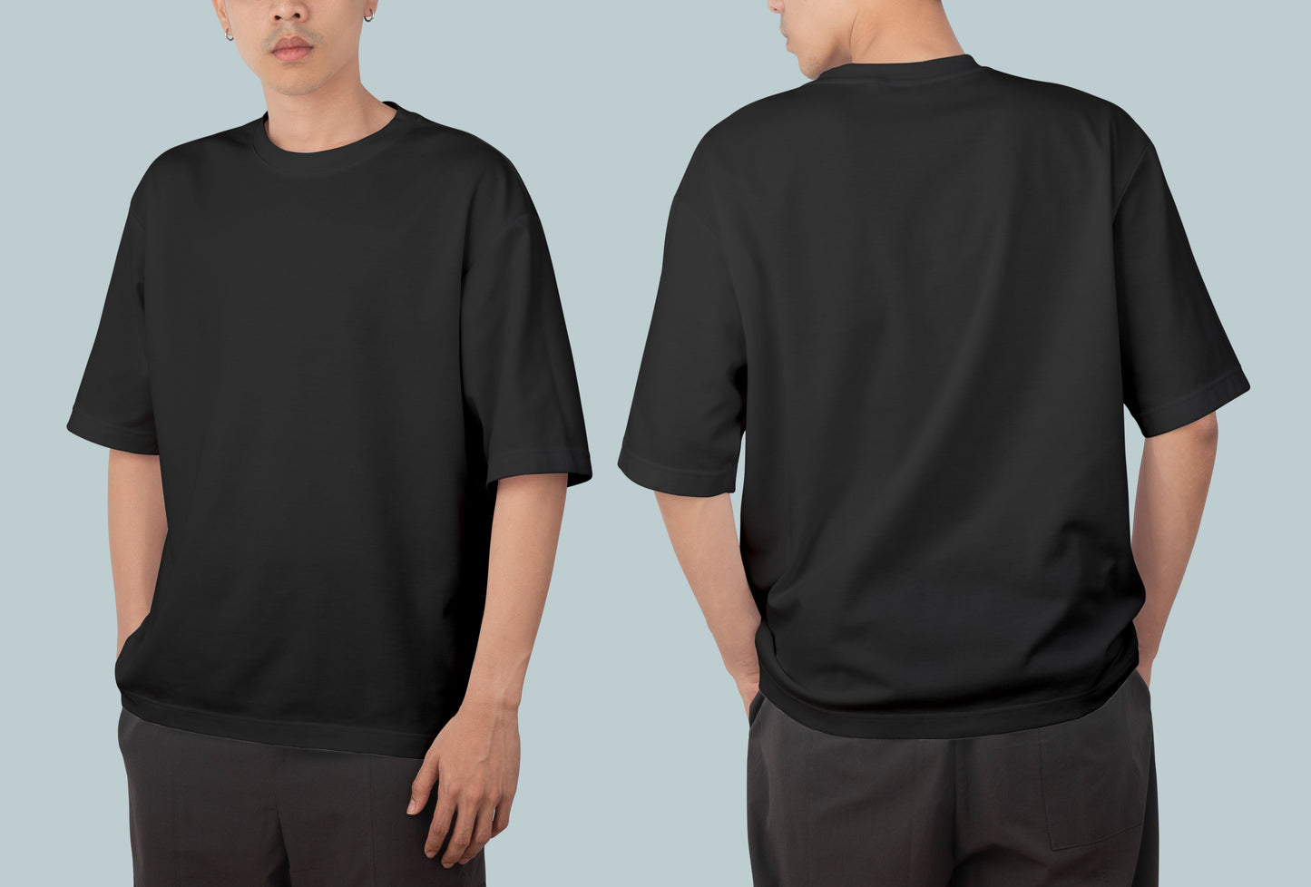 Unisex Oversized Round Neck Half Sleeve Premium Bio-wash T-Shirt (Color-Black)