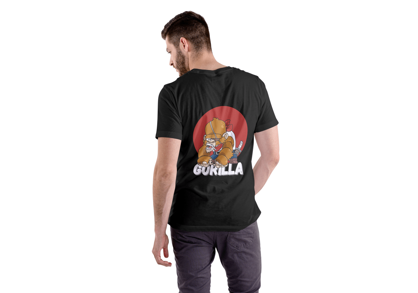 Gorilla Printed Round Neck Regular Fit Half Sleeve T-Shirt D037