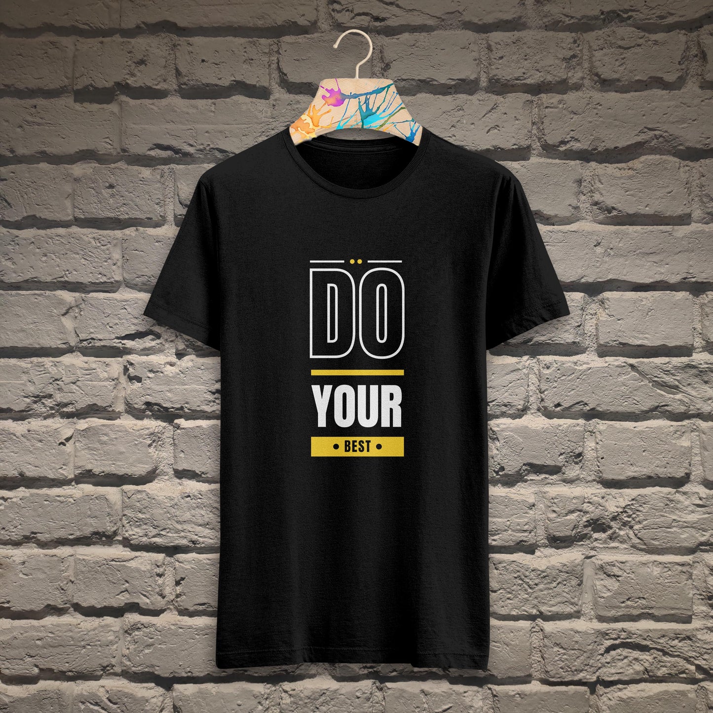 Do Your Best Printed Black Round Neck Half Sleeve T-Shirt D041