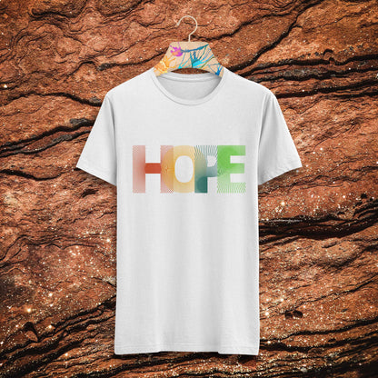 Hope Printed Black/White Round Neck Half Sleeve T-Shirt D056