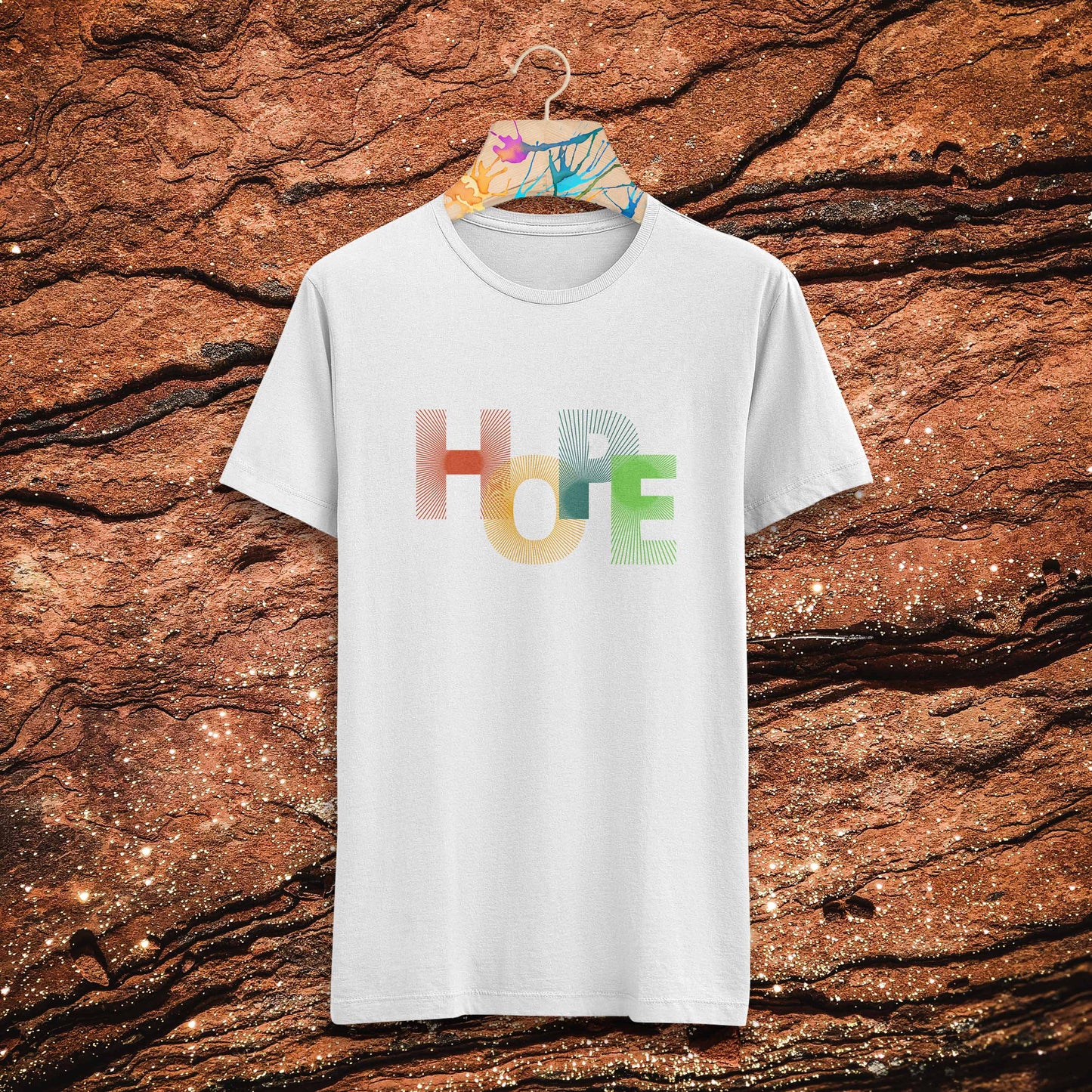 Hope Printed Black/White Round Neck Half Sleeve T-Shirt D054