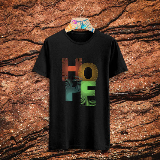 Hope Printed Black/White Round Neck Half Sleeve T-Shirt D055