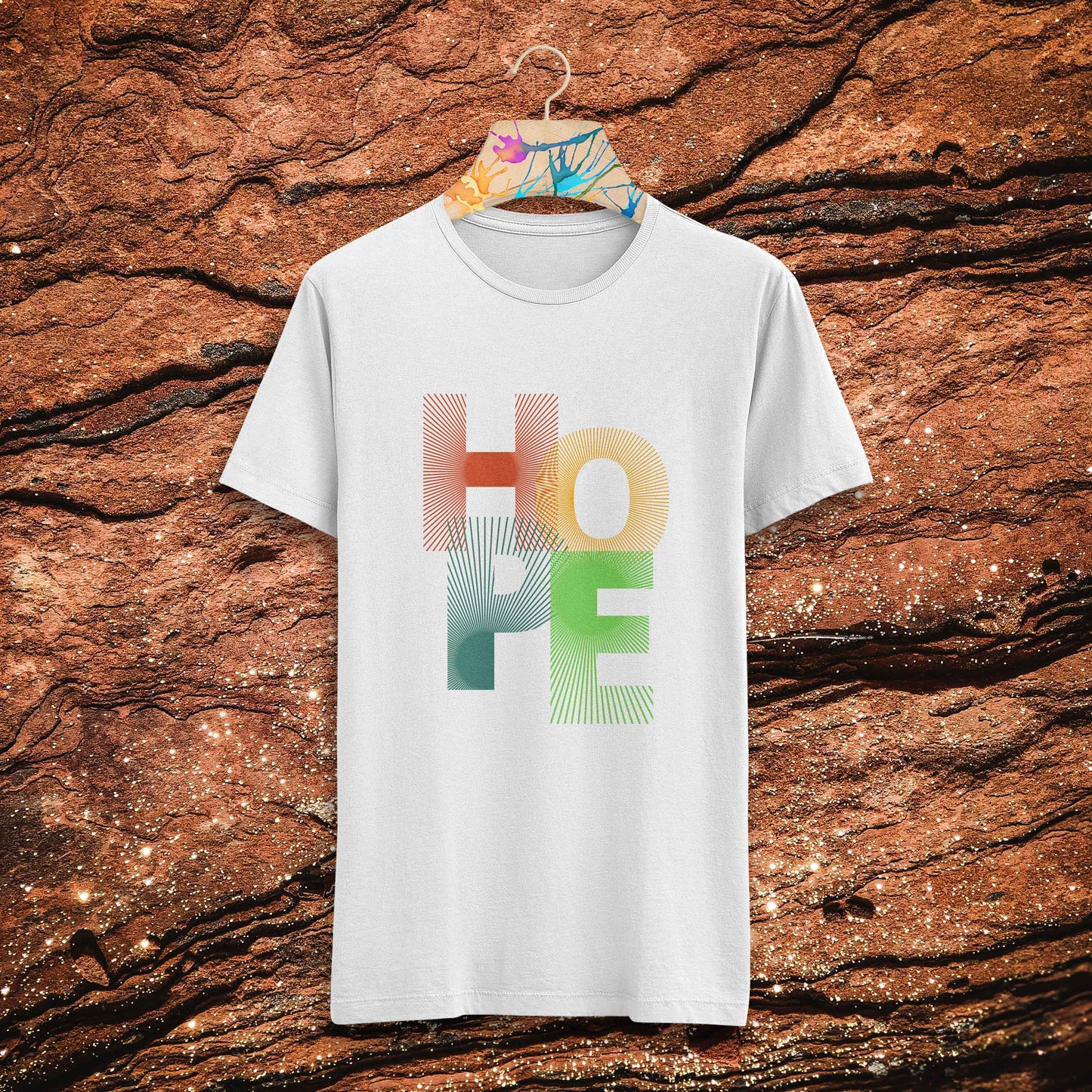 Hope Printed Black/White Round Neck Half Sleeve T-Shirt D055