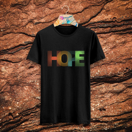 Hope Printed Black/White Round Neck Half Sleeve T-Shirt D056