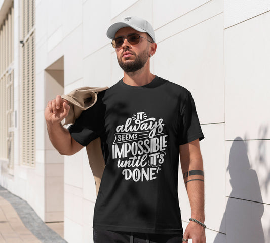 Quote Printed Round Neck Regular Fit Half Sleeve T-Shirt D027