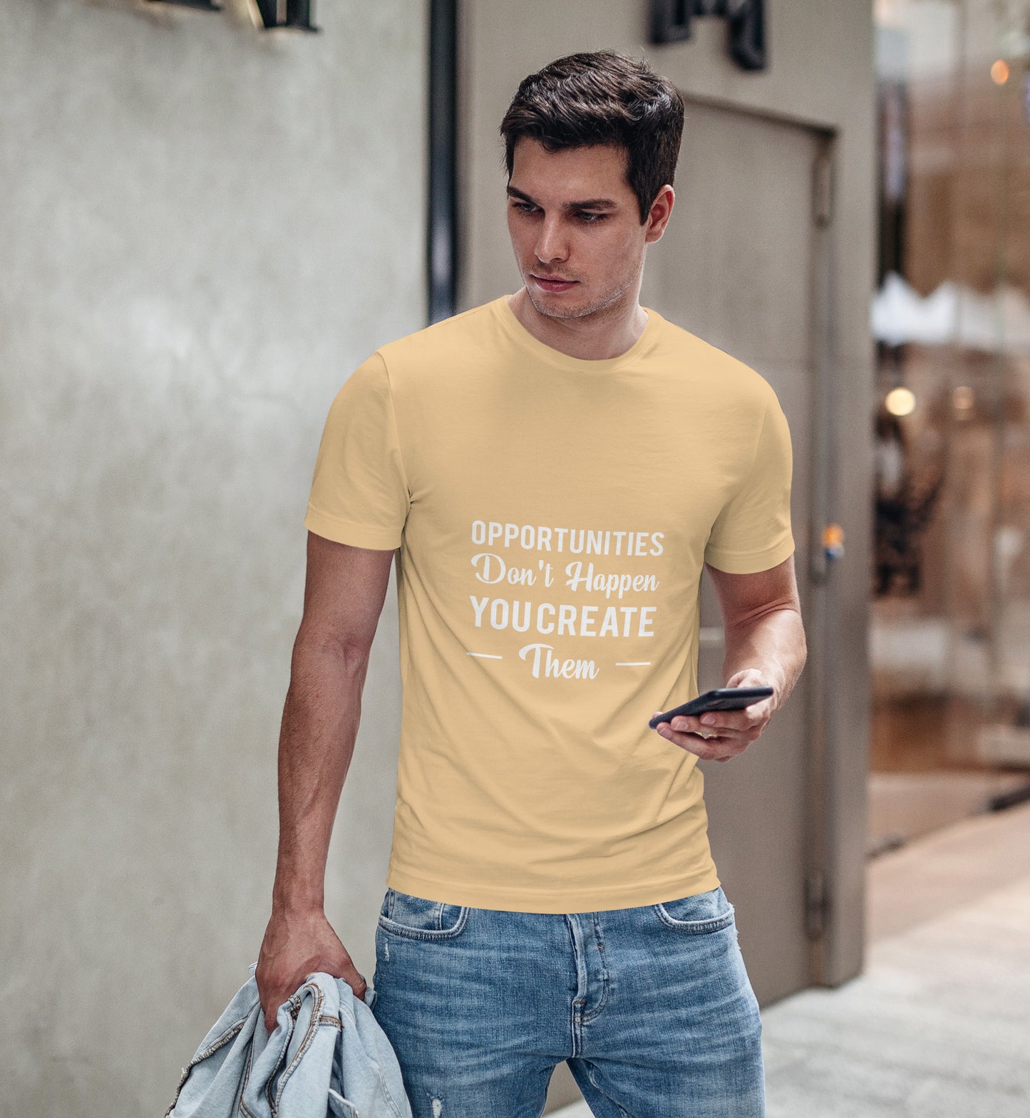 Quote Printed Round Neck Regular Fit Half Sleeve T-Shirt D003