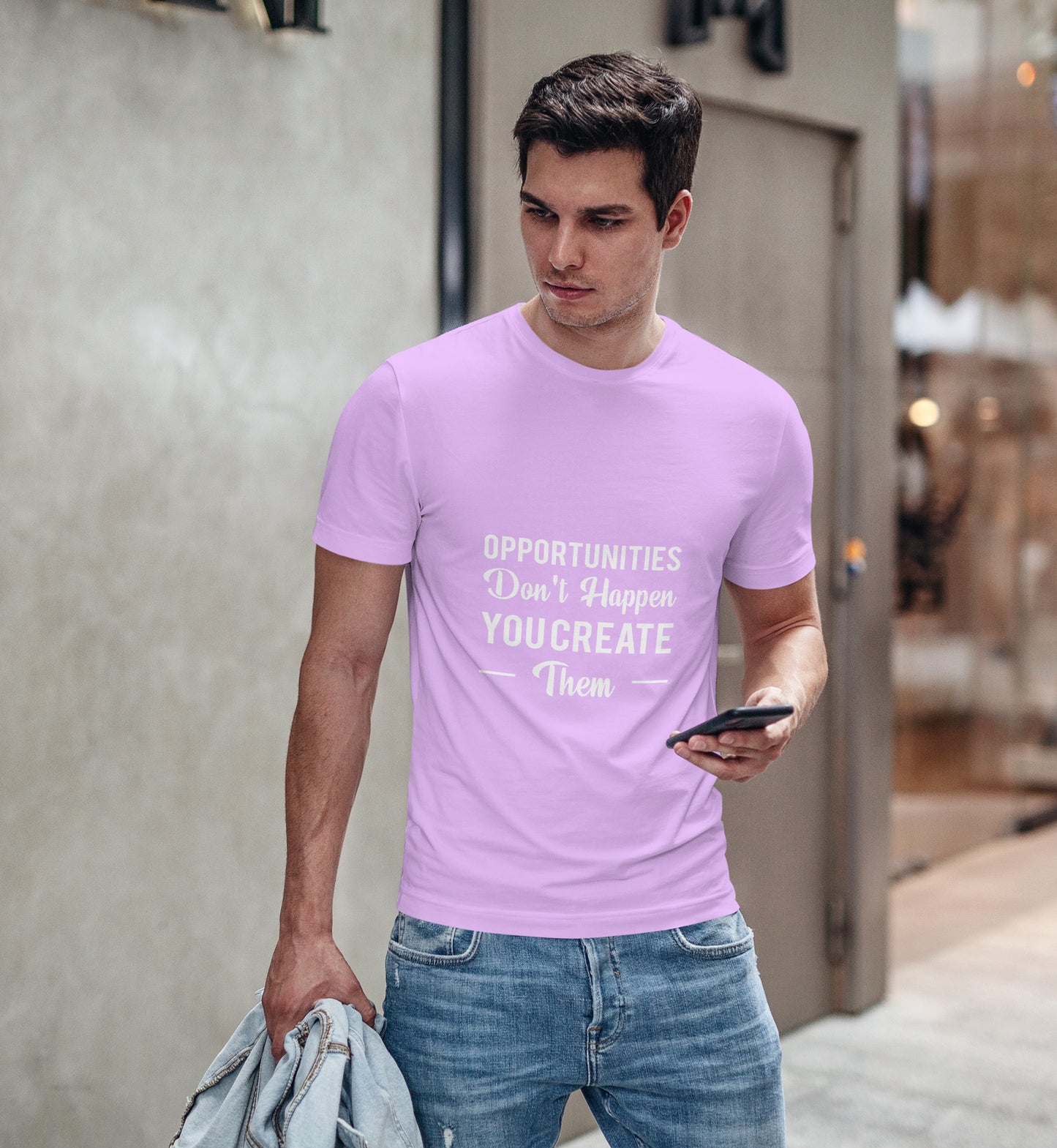 Quote Printed Round Neck Regular Fit Half Sleeve T-Shirt D003
