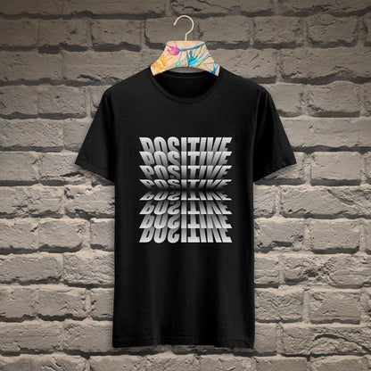 Positive Printed Black Round Neck Half Sleeve T-Shirt D065