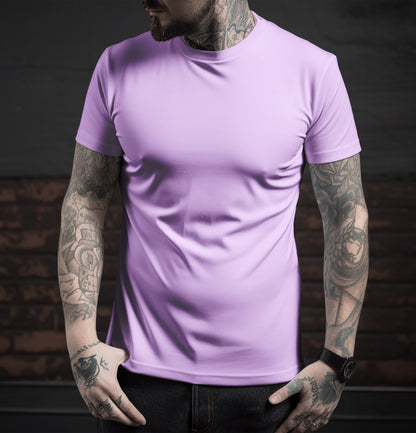 Unisex Lavender Color Round Neck Premium Bio-Wash T-shirt Regular Fit