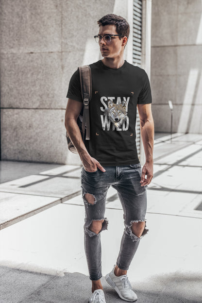 Stay Wild Printed Round Neck Regular Fit Half Sleeve T-Shirt D030