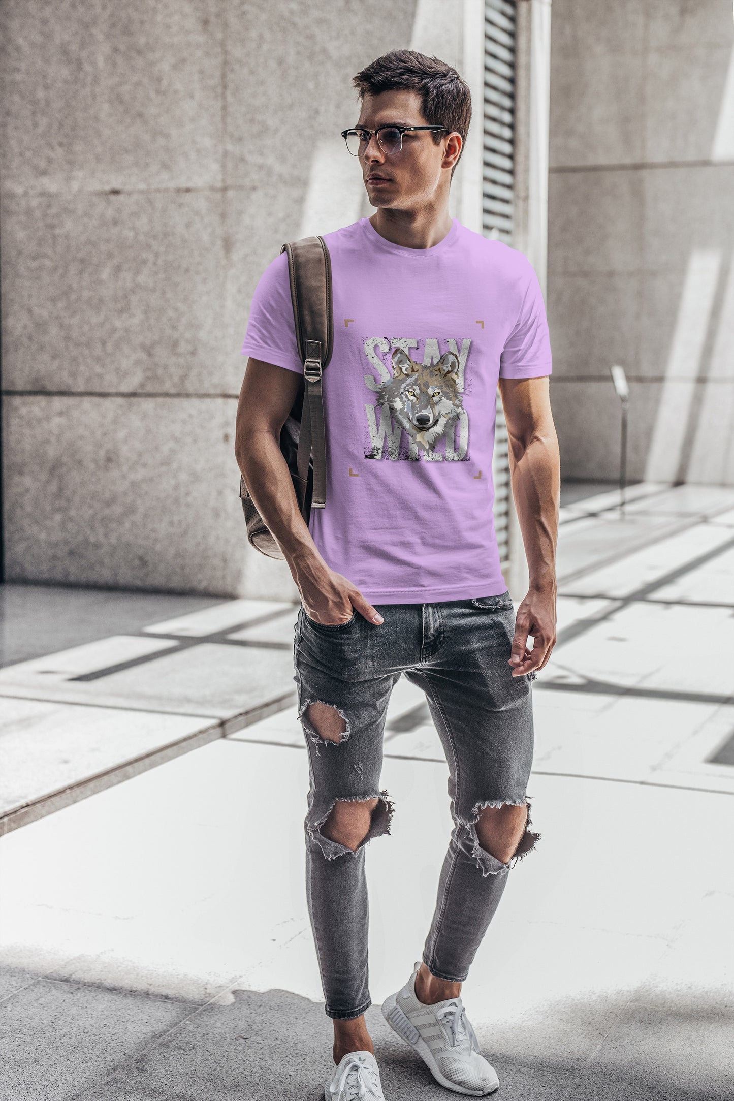 Stay Wild Printed Round Neck Regular Fit Half Sleeve T-Shirt D030