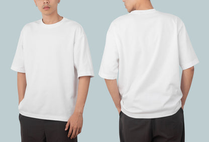Unisex Oversized  Round Neck Half Sleeve Premium Bio-wash T-Shirt (Color-White)