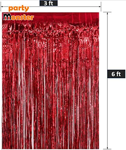 Metallic Red Foil Curtains For Birthday Decoration (Red Color)