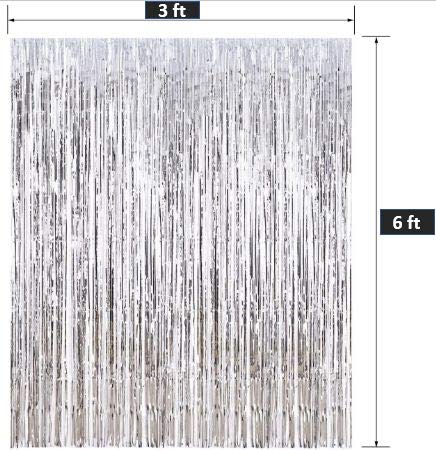 Metallic Silver Foil Curtains for For Birthday Decoration (Silver Color)