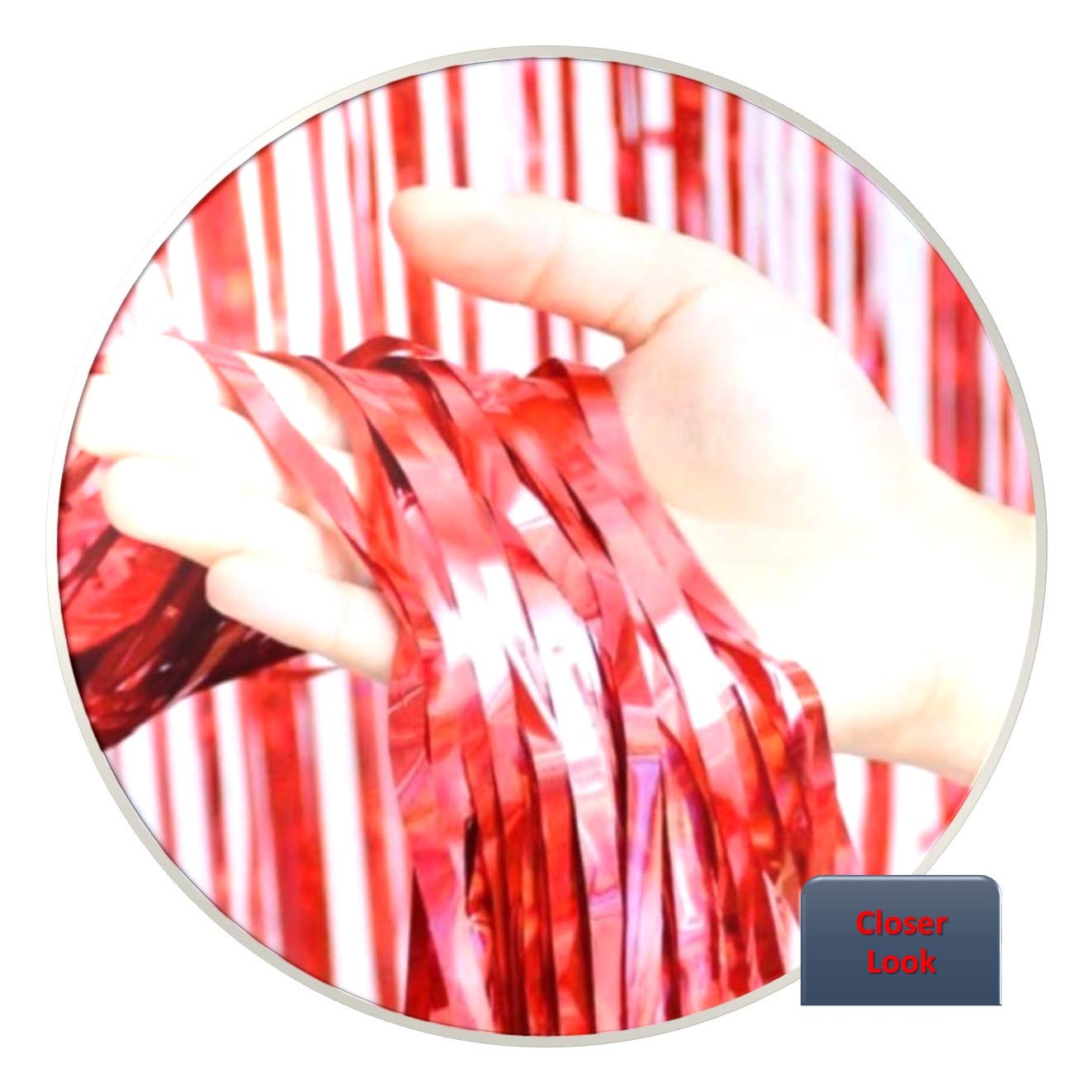 Metallic Red Foil Curtains For Birthday Decoration (Red Color)