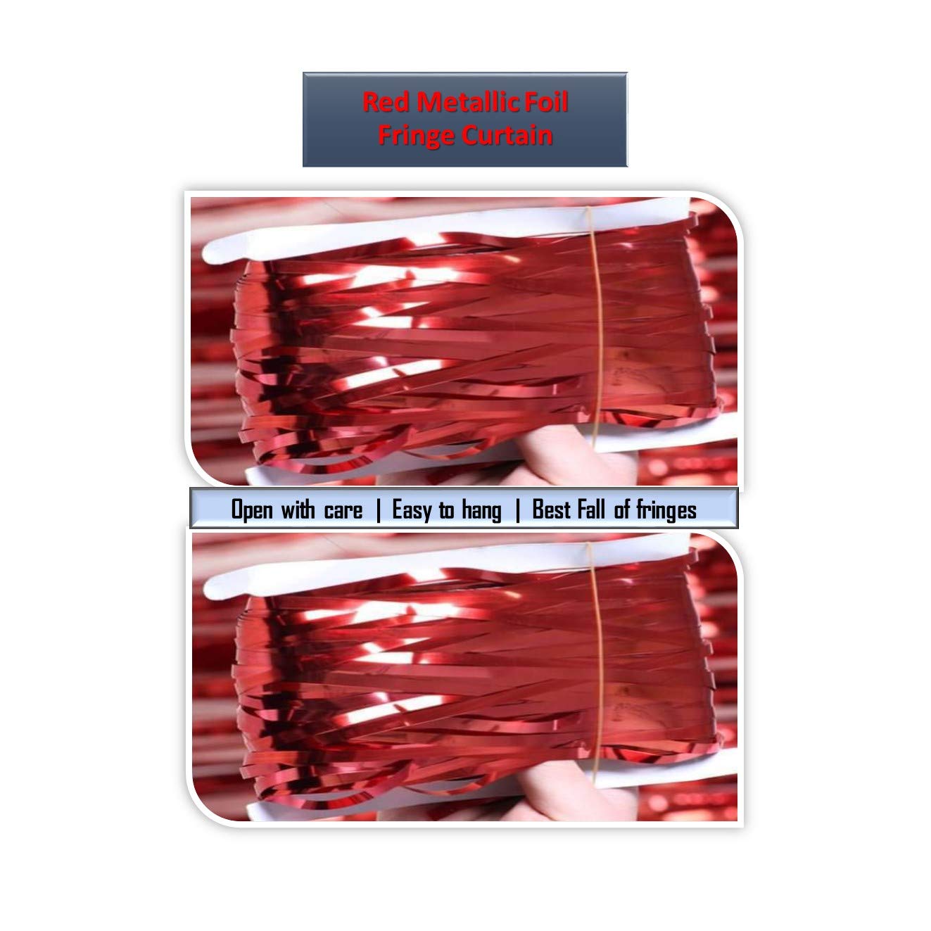 Metallic Red Foil Curtains For Birthday Decoration (Red Color)