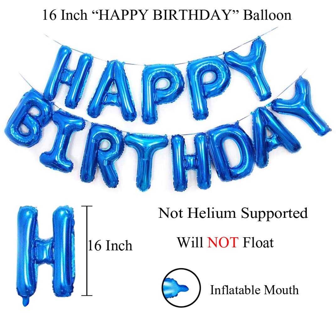 (16 Inch) Happy Birthday Letter Foil Balloon (13 letters) -Blue Colour