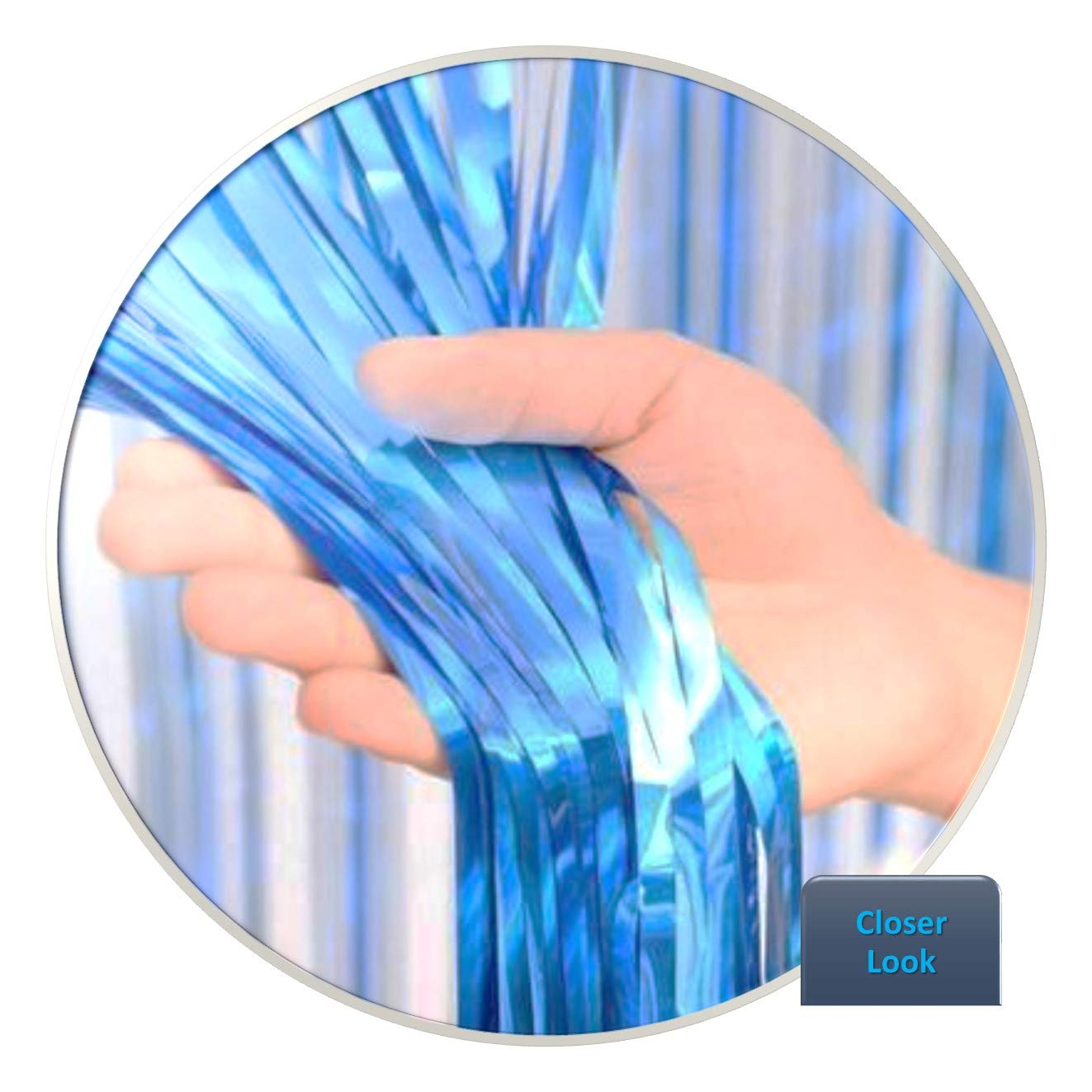 Metallic Blue Foil Curtains For Birthday Decoration (Blue)