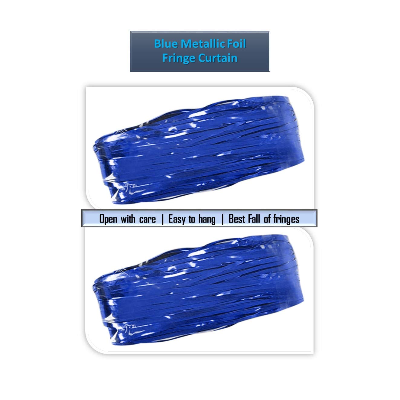Metallic Blue Foil Curtains For Birthday Decoration (Blue)