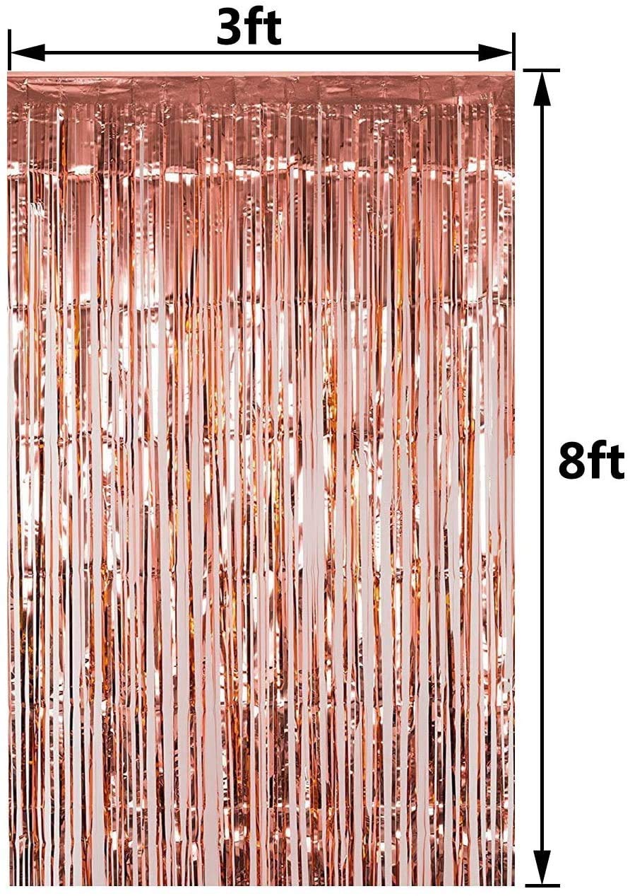 Metallic Rose Gold Foil Curtains For Birthday Decoration (Rose Gold Color)