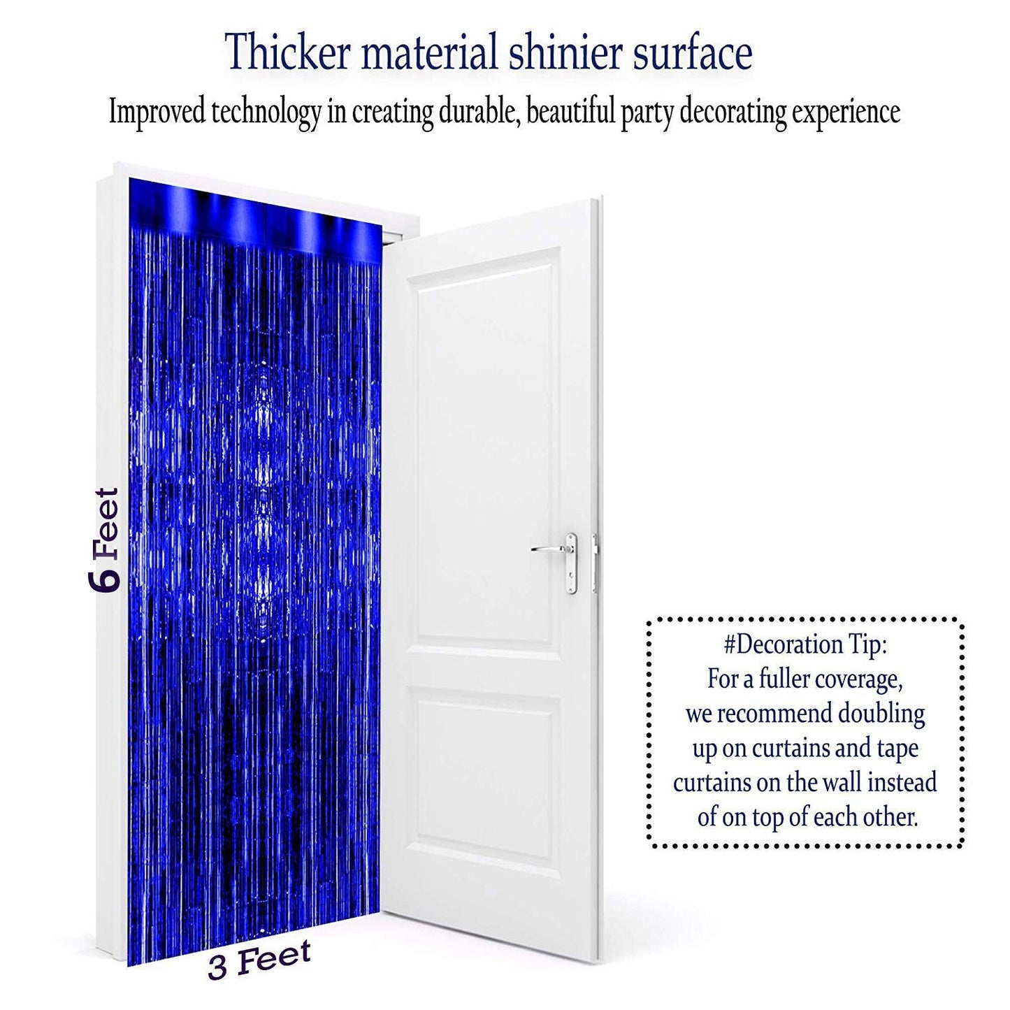 Metallic Blue Foil Curtains For Birthday Decoration (Blue)