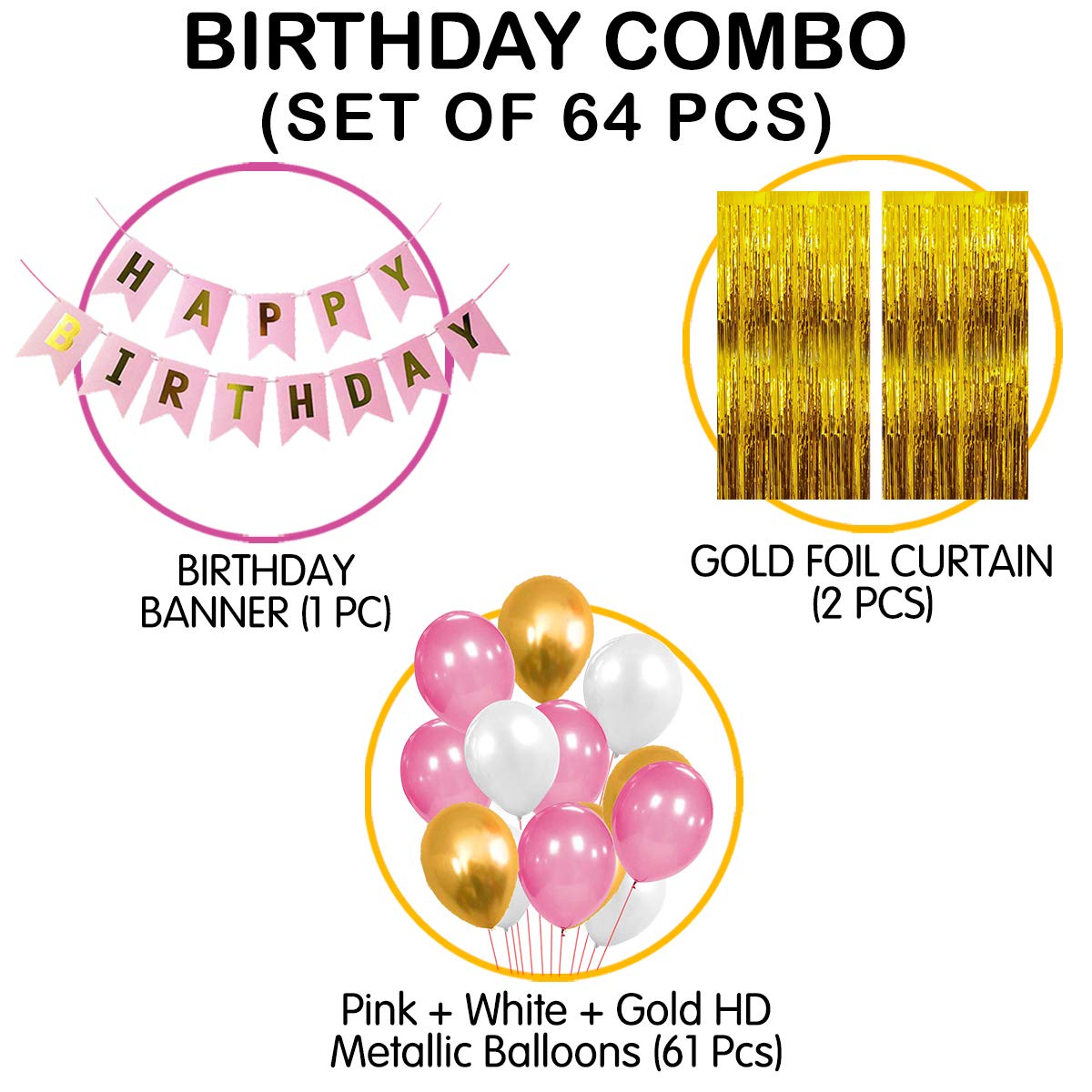 64pcs Birthday Decoration Combo Kit