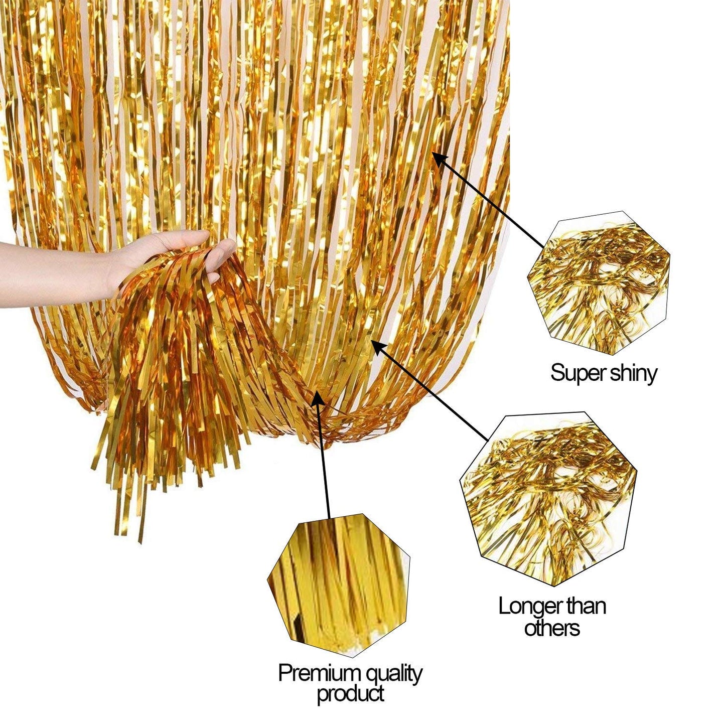 Metallic Golden Foil Curtains For Birthday Decoration (Golden Color)
