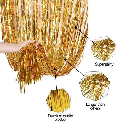 Metallic Golden Foil Curtains For Birthday Decoration (Golden Color)