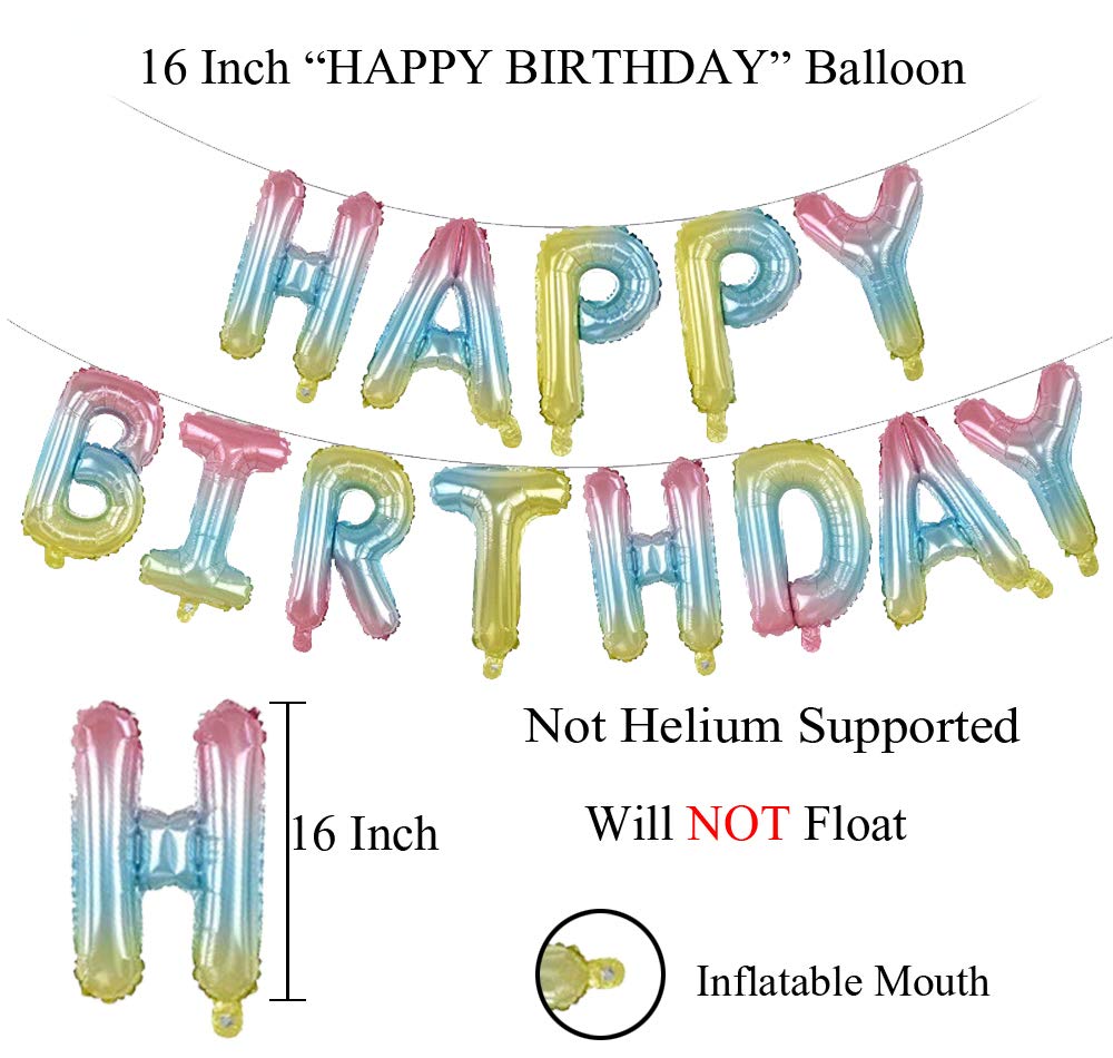 (16 Inch) Happy Birthday Letter Foil Balloon (13 Letters) - Multi Shaded
