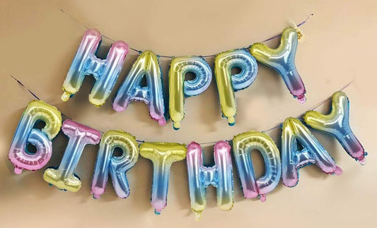 (16 Inch) Happy Birthday Letter Foil Balloon (13 Letters) - Multi Shaded