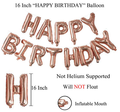 (16 Inch) Happy Birthday Letter Foil Balloon (13 Letters) - Rosegold