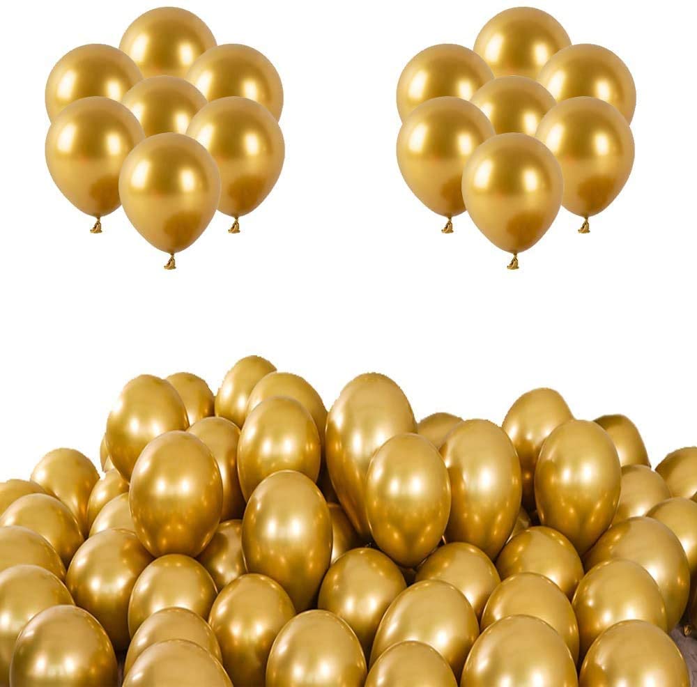 12 Inch (25/50 pcs) Golden Color Latex Chrome Balloon for Birthday And Other Special Occasion