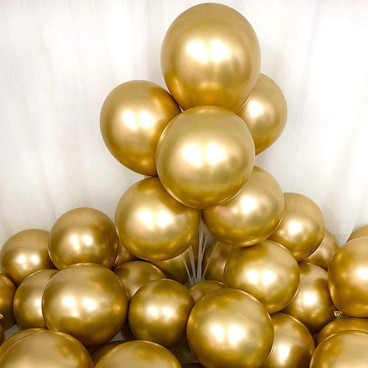 12 Inch (25/50 pcs) Golden Color Latex Chrome Balloon for Birthday And Other Special Occasion
