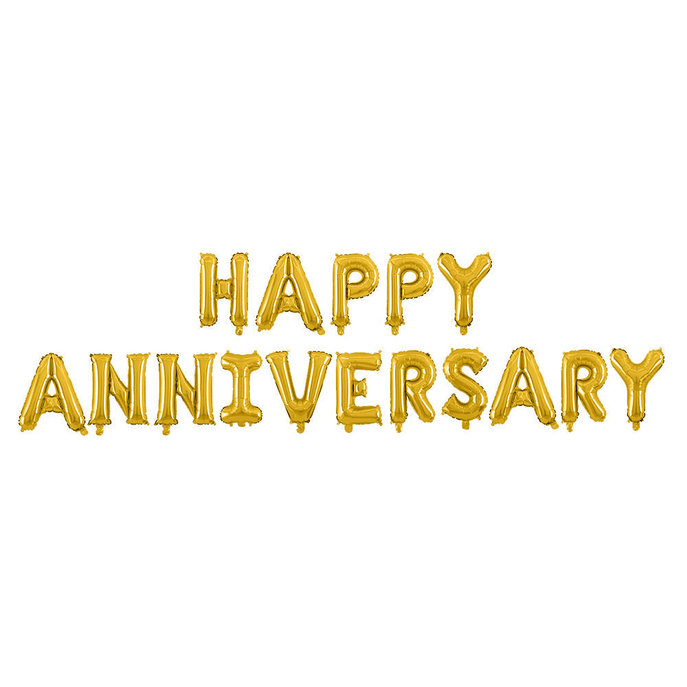Happy Anniversary Foil Letter Balloons (Silver & Golden) Color 16"Inch