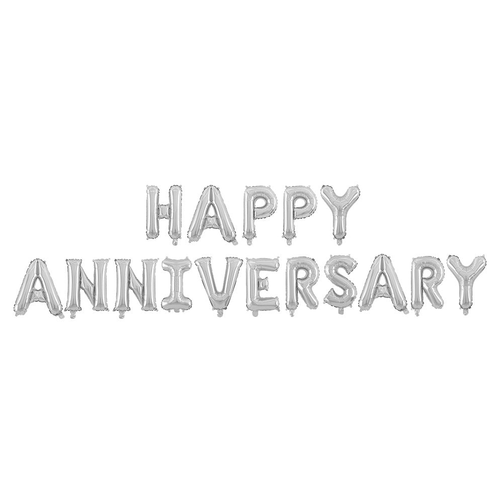 Happy Anniversary Foil Letter Balloons (Silver & Golden) Color 16"Inch
