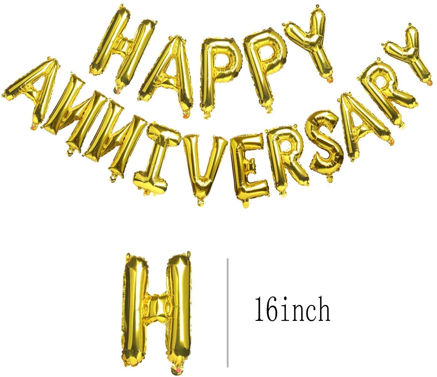 Happy Anniversary Foil Letter Balloons (Silver & Golden) Color 16"Inch