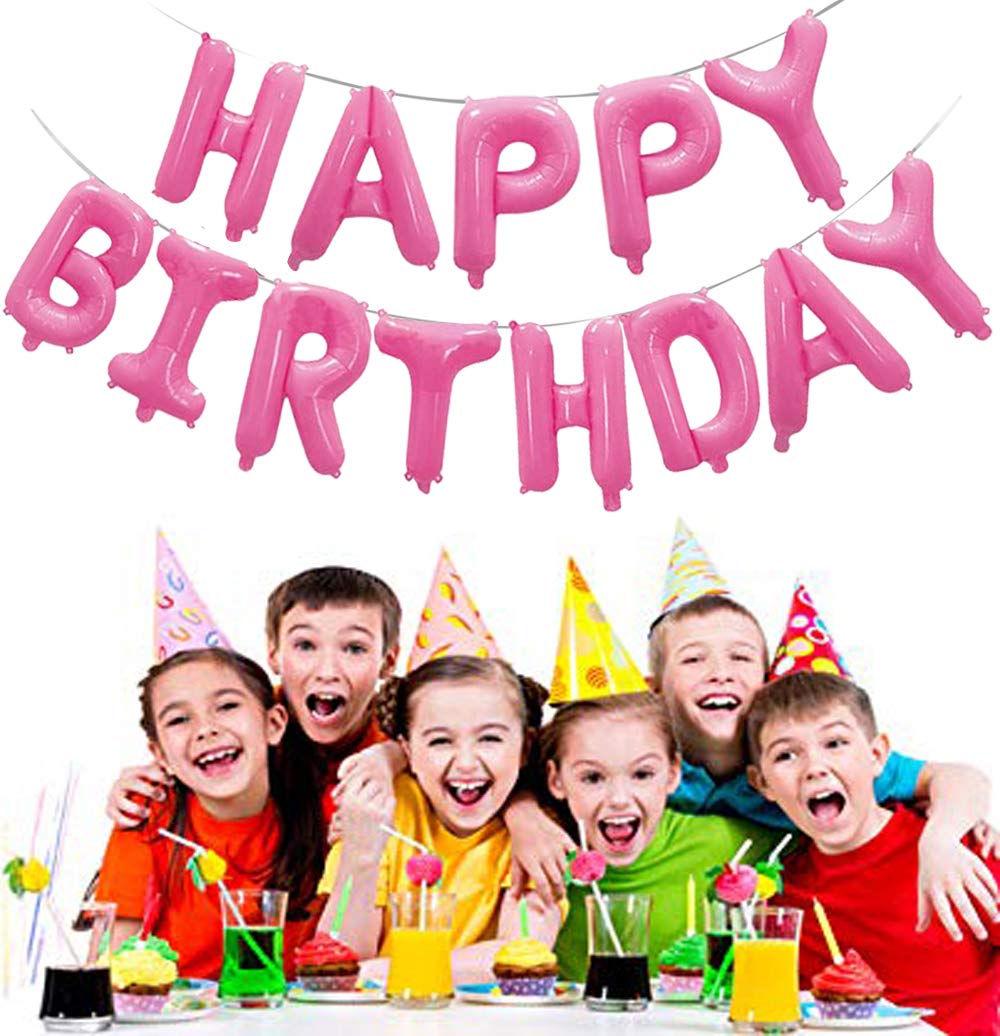 (16 inch) Happy Birthday Foil Balloons (13 Letters) - Pink Colour
