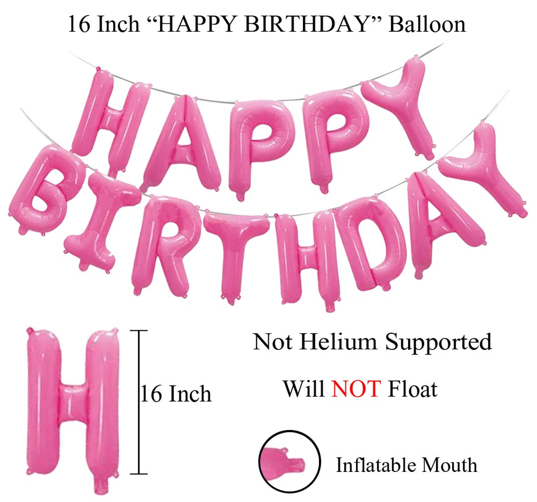 (16 inch) Happy Birthday Foil Balloons (13 Letters) - Pink Colour