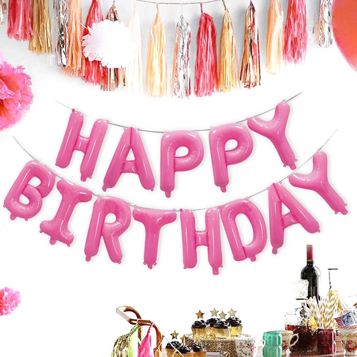 (16 inch) Happy Birthday Foil Balloons (13 Letters) - Pink Colour