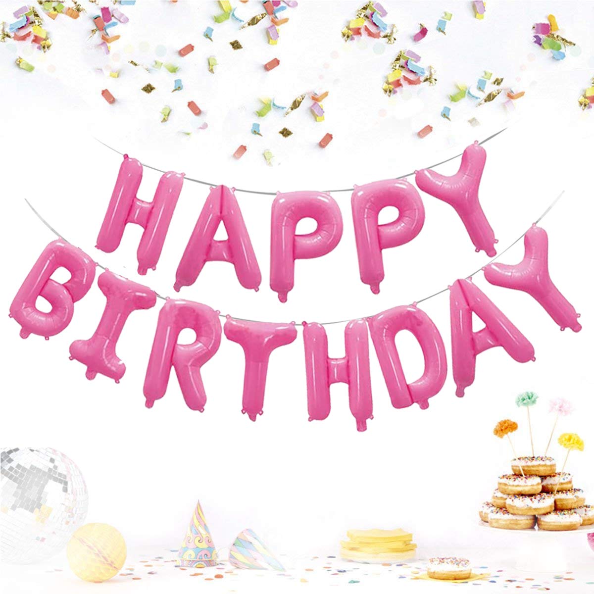 (16 inch) Happy Birthday Foil Balloons (13 Letters) - Pink Colour