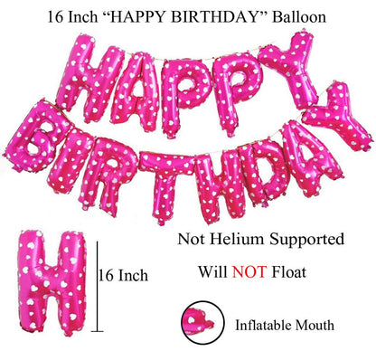 (16 inch) Happy Birthday Foil Balloons (13 Letters) - PINK DOTED
