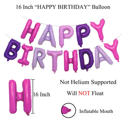 (16 Inch) Happy Birthday Foil Balloon (13 letters)- Pink and Purple