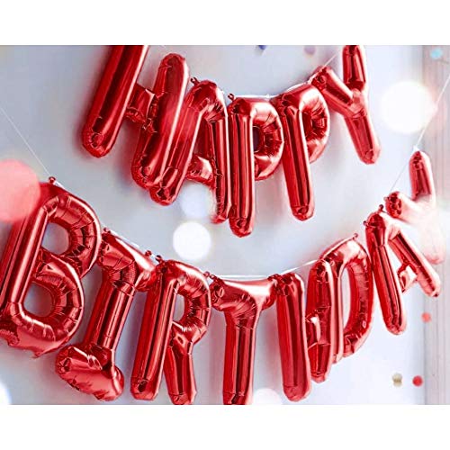 (16 inch) Happy Birthday Foil Balloons (13 Letters) - Red Colour