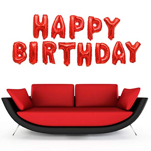 (16 inch) Happy Birthday Foil Balloons (13 Letters) - Red Colour