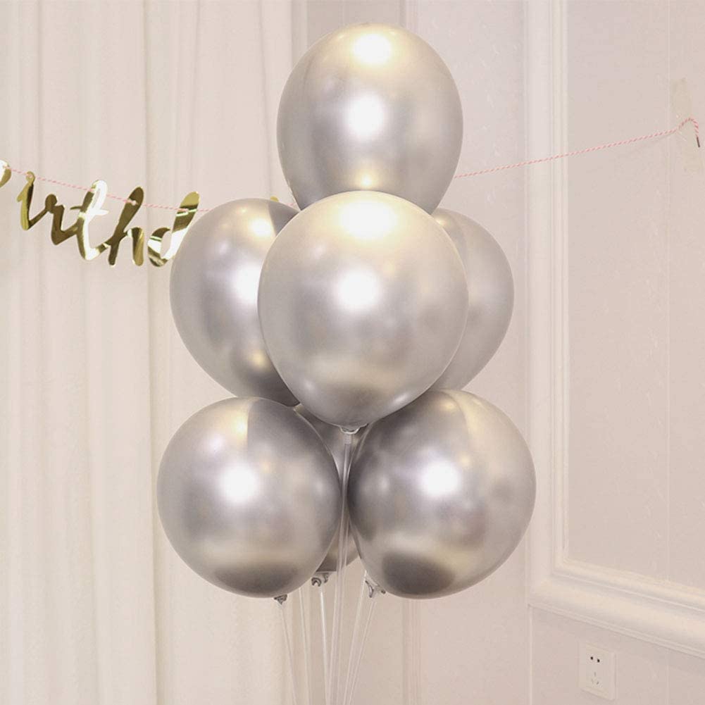 12 Inch (25/50 pcs) Silver Color Latex Chrome Balloon for Birthday and Other Special Occasion