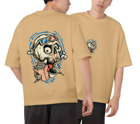 Skull Graphic Printed  Unisex Oversized T-shirt D066